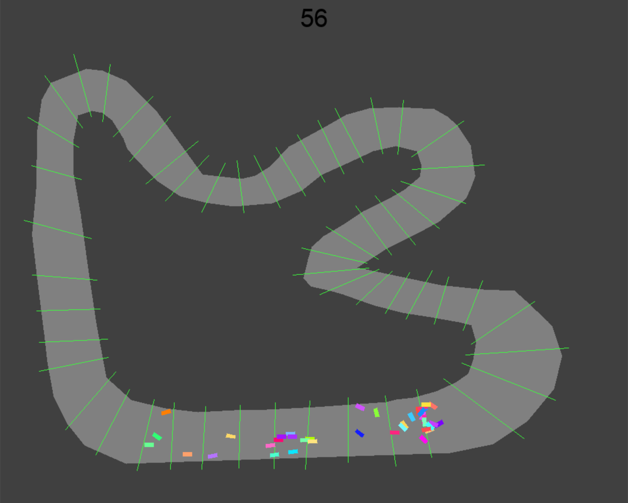 AI cars driving around a race track